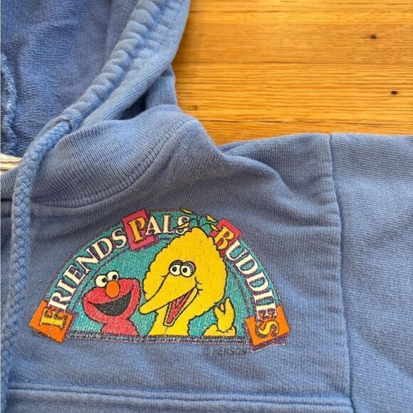 Sesame Street Vintage Elmo Big Bird Blue Hoodie - Picture 3 of 5